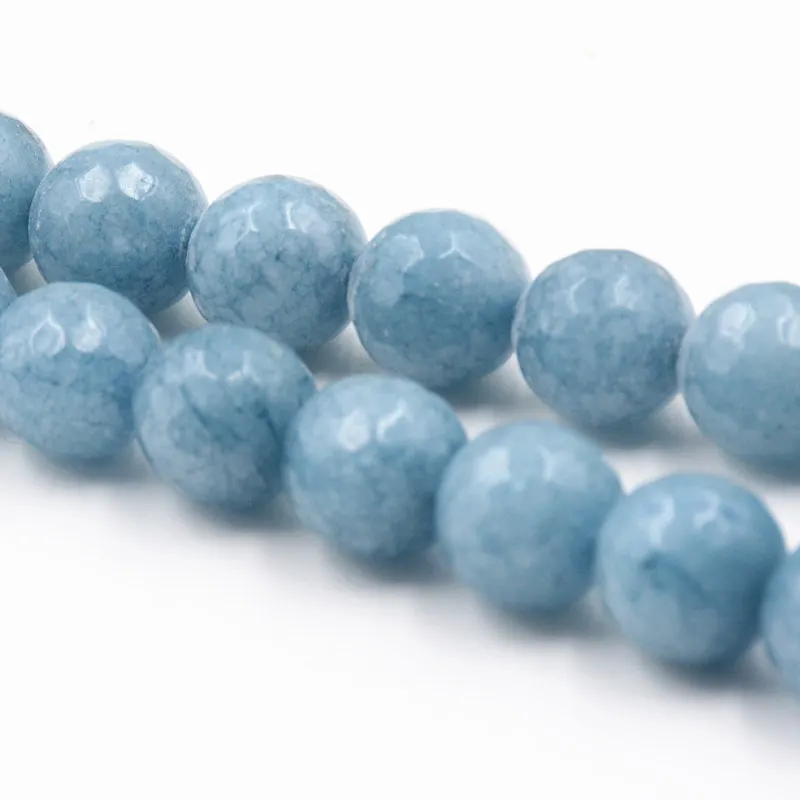 

Faceted Round 6 8 10mm Natural Stone Blue Aquamarines Bead Chalcedony Jades Loose Beads For Jewelry Making DIY Craft 15inch A285
