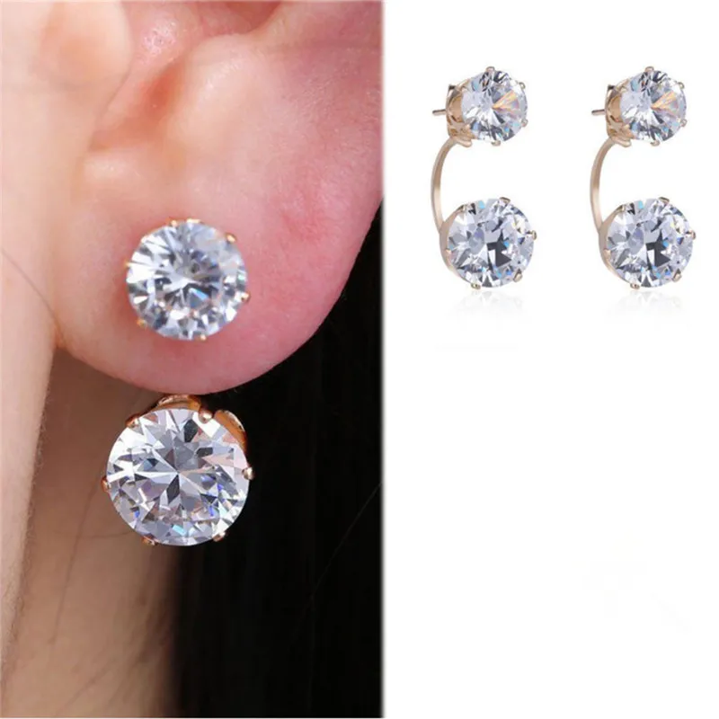 

Earrings Set 2019 New Arrival Women Fashion Drop Ear Studs Jewelry Double Rhinestone Ear Earrings Studs Earrings set