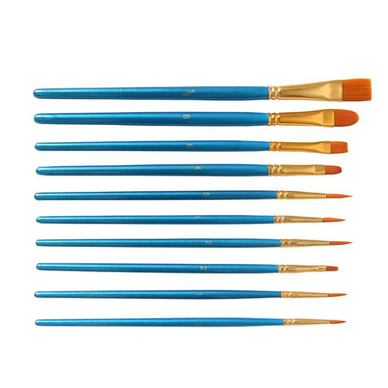 Watercolor Brush 10 Pearlescent Blue Nylon Wool Watercolor Oil Pen Set Student Painting Office School Supplies Stationery