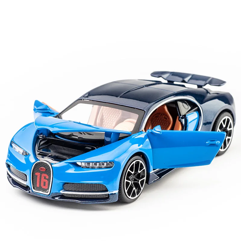 Collection de jouets de voiture modèle pour enfants calm useful Dadahuam 1:32 Bugatti Chiron Voiture jouet en alliage avec son et lumière 