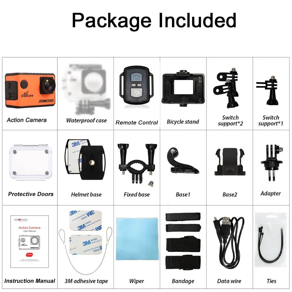 RU Local Delivery: SOOCOO S100Pro 4K Touchscreen Action Camera Voice Control Waterproof DV Camcorder Video Cam 20MP