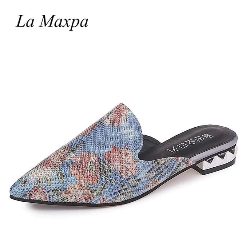 

Silk Sandals Women Handmade Flats Ladies Mules Shoes 2018 New Summer Chaussure Femme Closed Toe Party Slippers Big Size 40 41 42