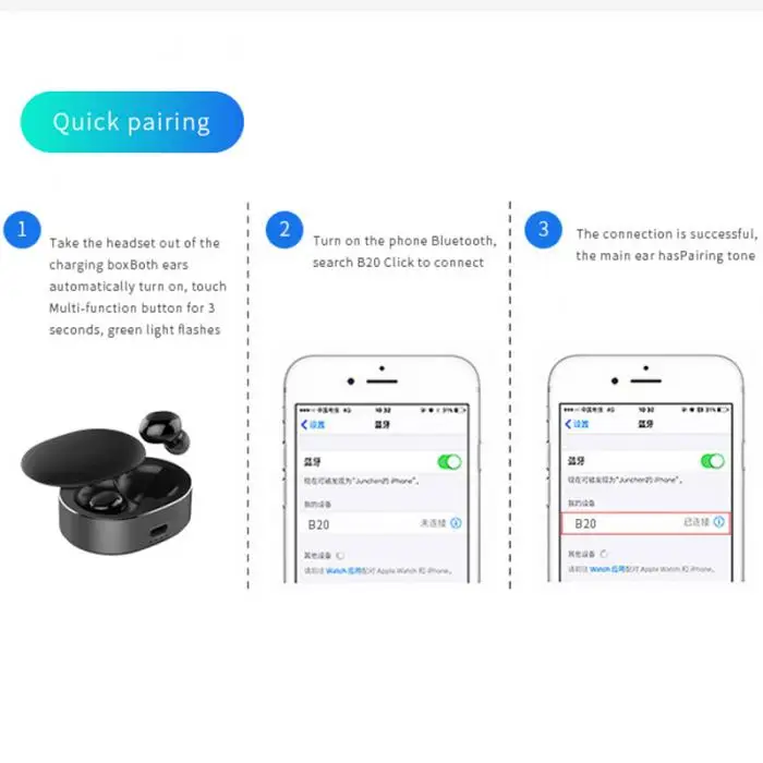 Bluetooth наушники TWS в ухо невидимые спортивные стерео беспроводные наушники с зарядным Pod NK-Shopping