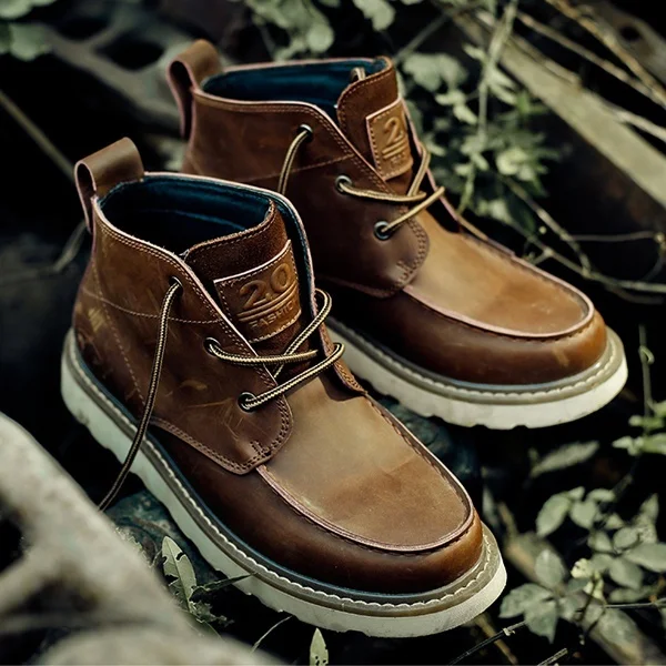 

Men Fashion Boots Genuine Leather Fashion Shoes For Autumn Winter Platform Lace Up Work Boots MC960
