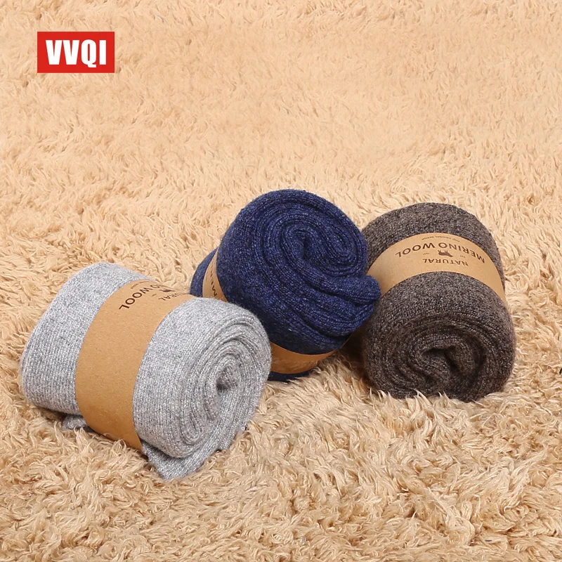 VVQI Brand Merino wool socks Japanese style winter towel cashmere socks sleep warm men Slipper Socks 4 pairs velvet dress socks
