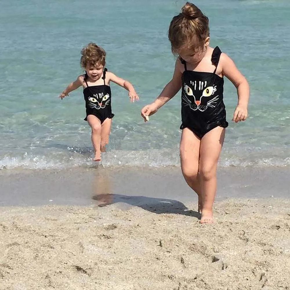 

Kids Baby Swimsuit Girls One Piece Cat Pattern Bikini Swimwear Bathing Suit Beachwear ja30ja19