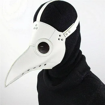 

Cospaly Dr. Beulenpest Steampunk Plague Doctor Mask White PU Leather Birds Beak Masks Halloween Art Cosplay Carnaval Costume