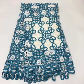 

colourful beads design African Lace Fabric High Quality Water soluble Lace Fabric Fashion Nigerian Lace ELLAMR031