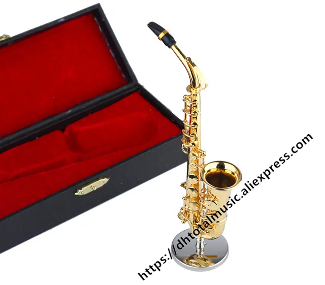 SAYDY Miniature Saxophone Alto Modèle de maison de poupée miniature avec  support et étui Cadeau d'anniversaire pour vos enfants 