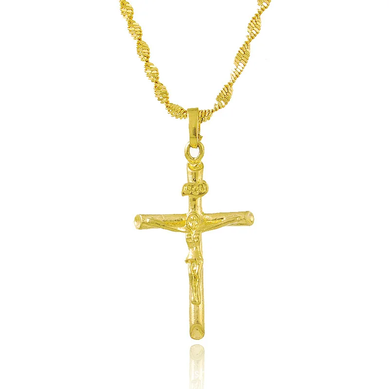 Цепочка с подвеской в виде распятия желтое золото|crucifix pendant|cross jesusyellow gold crucifix pendant