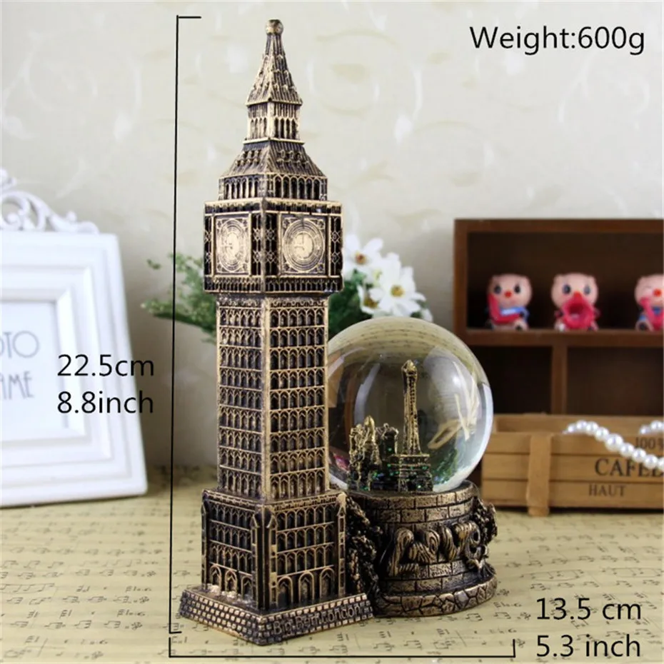 Europe Big Ben Model Lighting Crystal Ball Resin Home Decoration Birthday Christmas Children Wedding Living Room Luxury Gift (13)