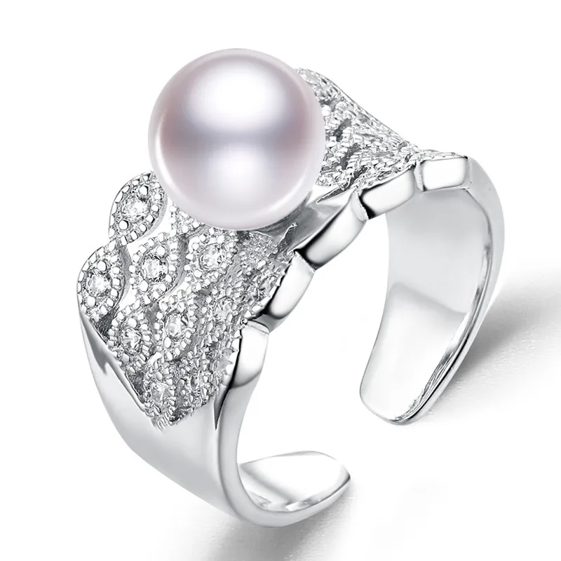 SNH 100 925 sterling silver freshwater pearl ring,adjustable natural