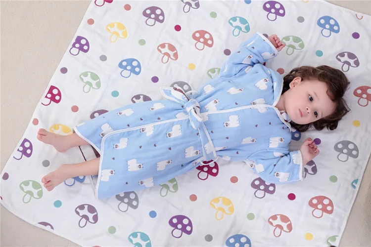 Хлопковый банный халат для новорожденных; Детская Хлопковая одежда для сна с капюшоном; пляжное банное полотенце для младенцев; муслиновая одежда для сна с рисунком