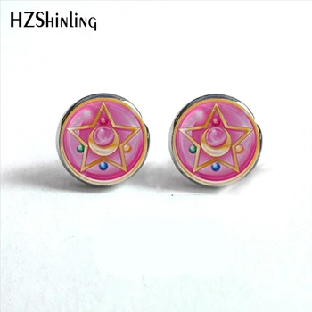 

NES-0087 Sailor Moon Earrings Crystal Star Ear Studs Mercury Star Power Jewelry Glass Cabochon Earrings Handmade HZ4