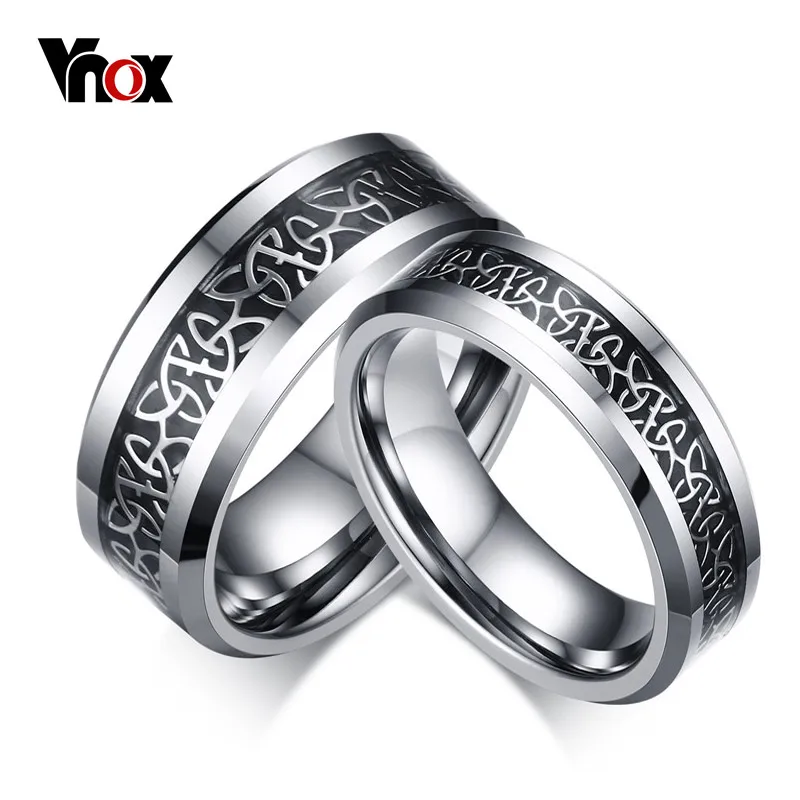 

Vnox 100% Tungsten Metal Men's Ring Christian Trinitas Design 6mm/8mm Width Male Jewelry