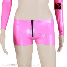 

Sexy pearl pink Latex boxer shorts with front zip Rubber Shorts Hotpants underpants plus size KZ-106