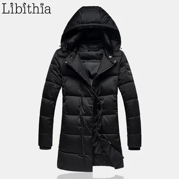 

Men Slim Fit Cotton Down Parka With Detachable Hat Long Style Thick Warm Casual Coats Windproof Winter Big Size M-5XL Black K106