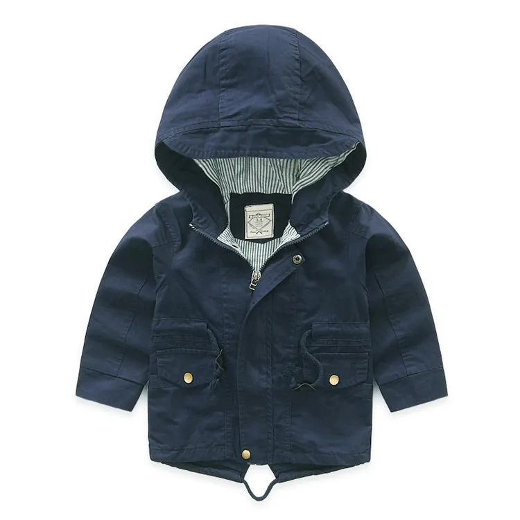 Повседневные пальто для мальчиков; весенние куртки с капюшоном для маленьких мальчиков; Детские однотонные ветровки; Верхняя одежда для малышей; пальто