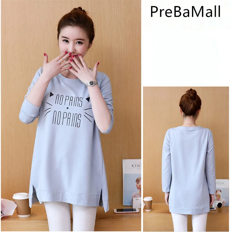 

Elegant Maternity Tops clothing four season pregnancy t-shirt basic long-sleeve cotton Clothes For Pregnant Women Hoodies B0468