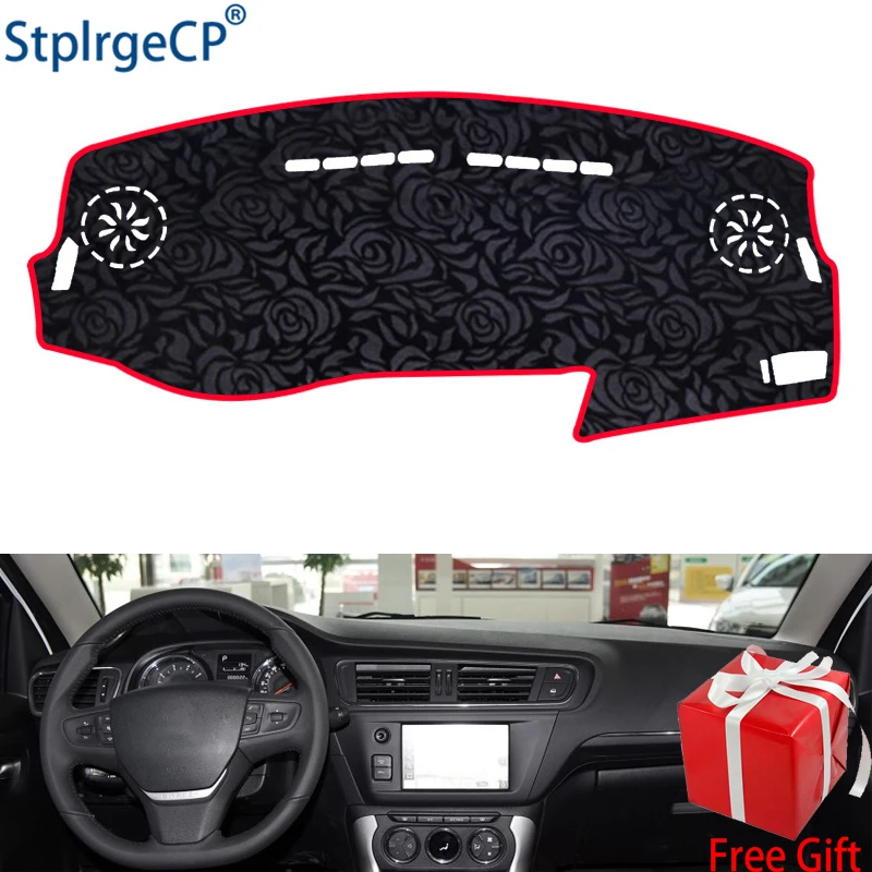 

Rose Pattern Non-slip Car Dashboard Cover Dash Mat Pad DashMat ANti-UV Car Sticker for Citroen C3 C3-XR 2013-2018 Car Styling