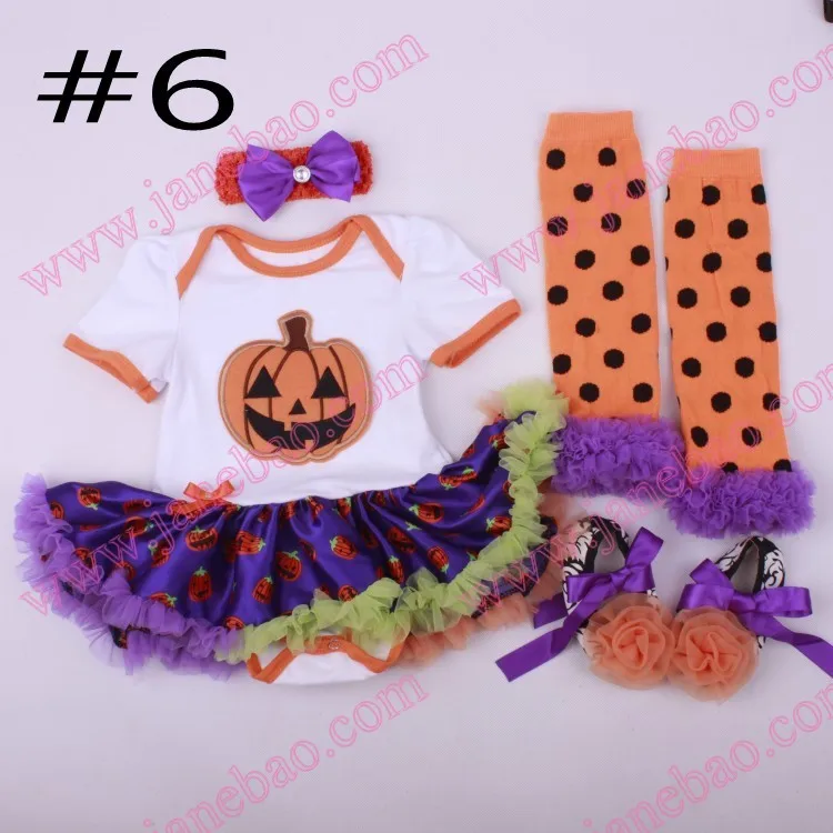 10 комплектов одежды для девочек Хэллоуин Бутик юбки с тыквами для девочек костюмы на Хэллоуин с аксессуарами