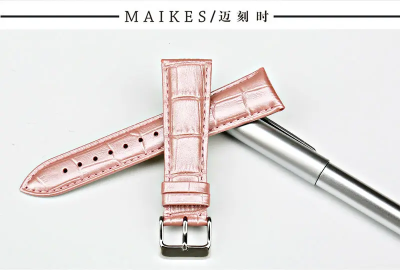 MAIKES, новинка, модный ремешок для часов, розовый, для женщин, Ремешки для наручных часов, 14, 16, 18, 20, 22 мм, ремешок из натуральной кожи, чехол для часов Casio