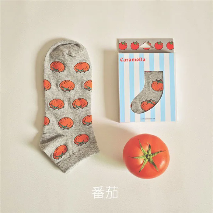 Корейские женские Симпатичные Фрукты короткие носки японский Kawaii Лук помидор банан мультфильм носки-башмачки подарочной коробке хлопок Невидимые носки