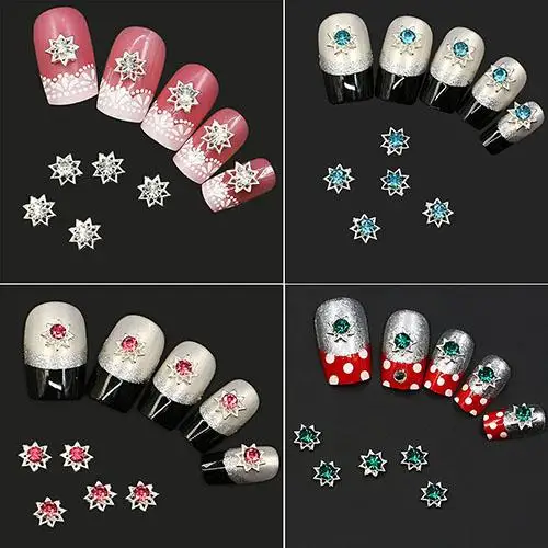 

10Pcs Star Nail Art Stickers Rhinestone Alloy UV Gel Tips Manicure DIY Decals