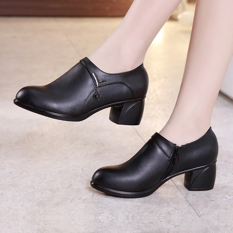 Zapatos de trabajo profesionales para calzado de vestir, de boca profunda, color negro, otoño e 2018|Zapatos de tacón de mujer| - AliExpress