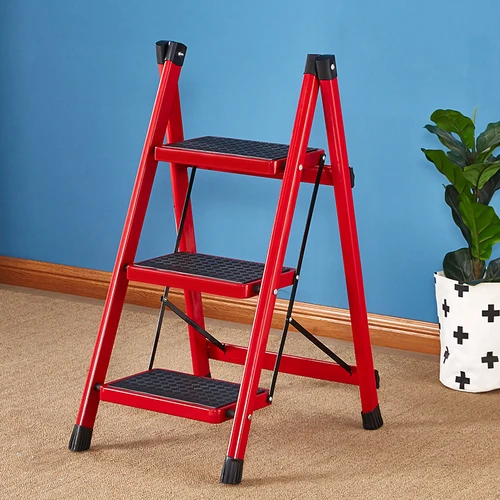  Folding Step Ladder Stool Three-step Thickened Iron Pipe Indoor Ladder Three-step Ladder Kitchen La - 33039511683