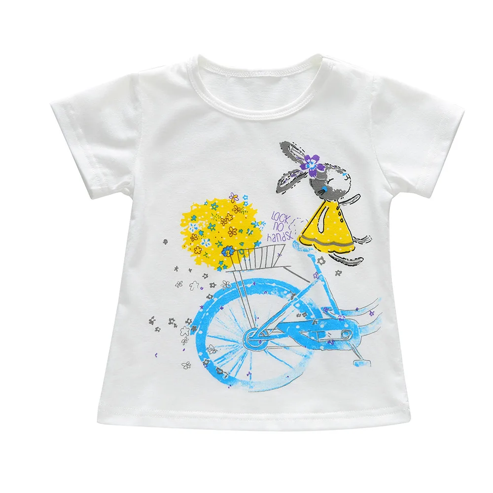 

2019 Summer Kids Girl T Shirts 1-7 Years Girls Cotton Short Sleeve Tops White Tees Clothes Children Girl Unicorn T-shirt Outfits