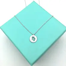 1PCS- N089 Zodiac Virgo Necklace Signs 12 Constellation Necklace Horoscope Astrology Disc Necklace Galaxy Star Necklaces saint seiyas constellation led watch 12 zodiac signs theme waterproof wrist watches virgo taurus leo christmas gift