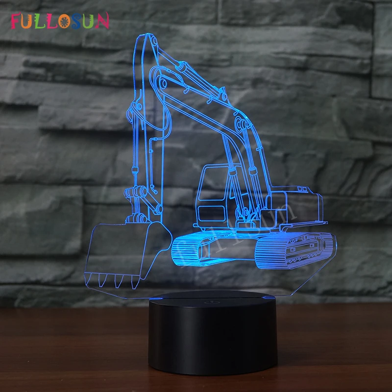 Акриловая 3D лампа Экскаватор светодиодный светильник креативный USB сенсорный светодиодный настольный светильник как внутренняя 3D иллюзия лампы
