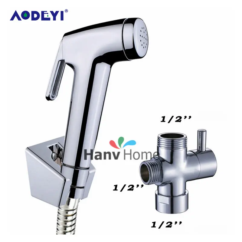 

AODEYI Toilet Bathroom ABS Handheld Diaper Sprayer Shower Shattaf Bidet Sprayer Douche Kit Jet T-Adapter Water Separator Hose