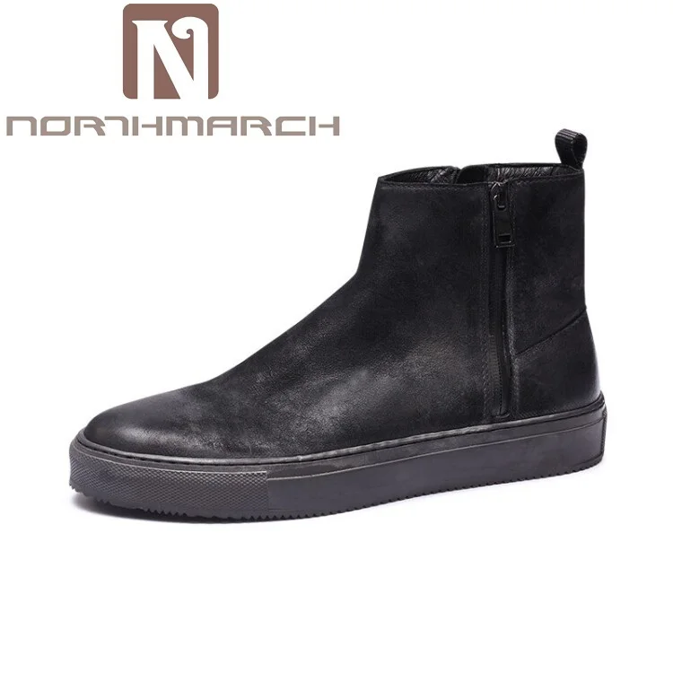 

NORTHMARCH New Autumn Winter Comfortable Men Shoes Zipper Closure Leather Boots Fashion Black Ankle Boots For Men Bota Masculina