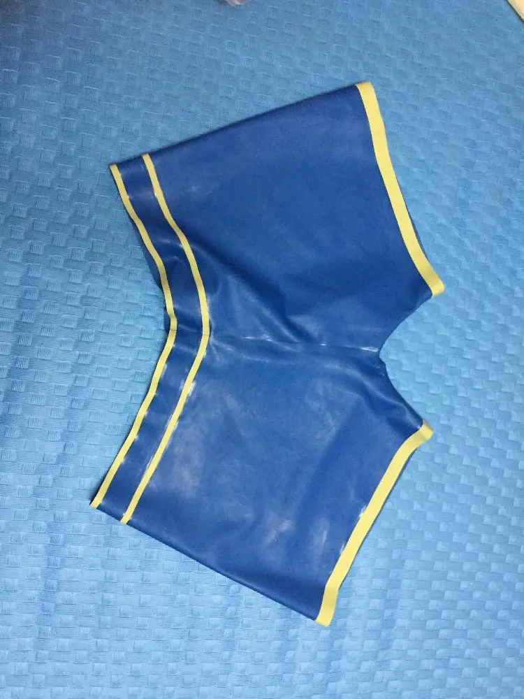 Синее латексное белье Сексуальная латексная мужская одежда резиновые шорты брюки