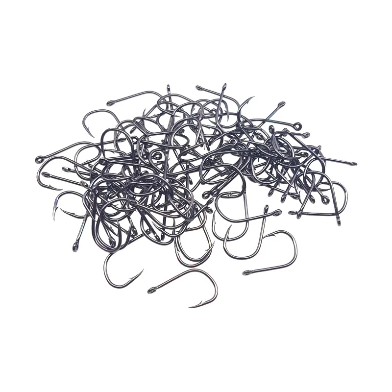 LQCRWOC 100Pcs High Carbon Steel Fishing Hooks Set in Fly Fishhooks Jig Barbed With Hole For Fishing Accessories Pesca 3# -12#