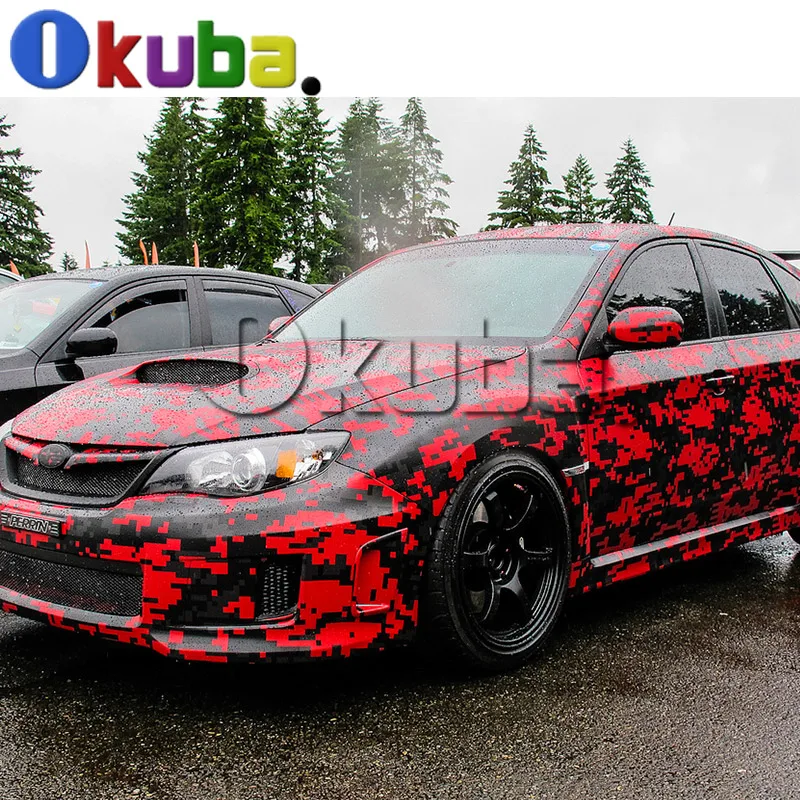 Красно Черная Цифровая камуфляжная виниловая Автомобильная обертка для полного