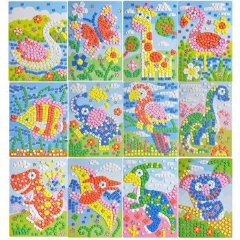 

Children Creative Toys Puzzle DIY Foam Mosaic Stickers Art Cartoon Crystal Sticker Educational Toys For Kids Christmas Toy