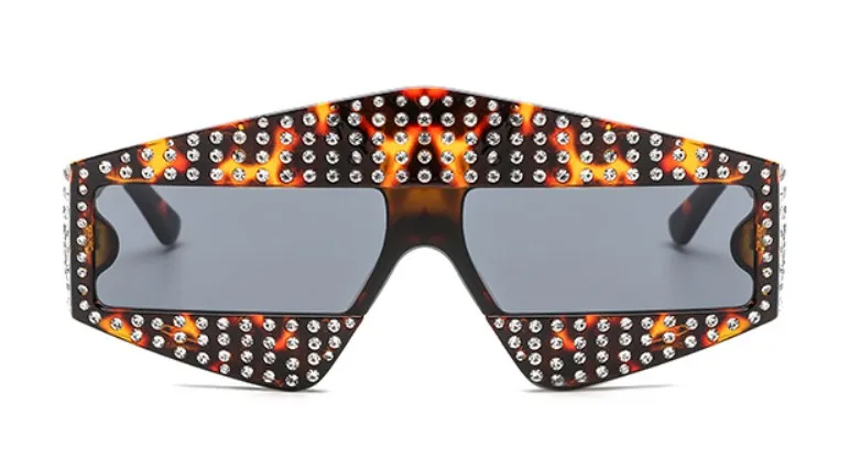 CCSPACE Подиумные шоу квадратные G Солнцезащитные очки 400 шт блестящие стразы оправа для мужчин и женщин Брендовые очки Дизайнерские Модные оттенки 45495 - Цвет линз: C2 leopard black
