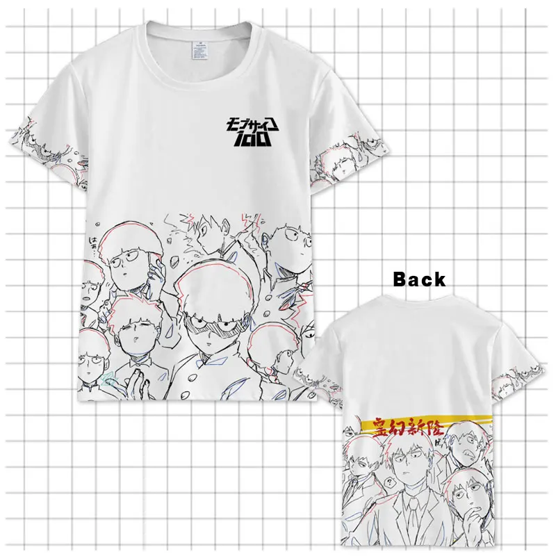 Популярная футболка японского аниме Mobu Psycho 100, футболка Mobu Saiko Hyaku, мужская и женская футболка с коротким рукавом, летние топы с рисунком из аниме, футболка унисекс