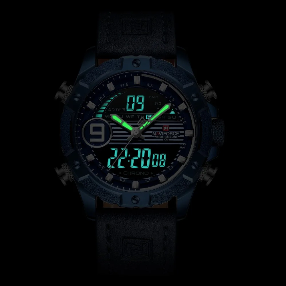 NAVIFORCE Reloj Hombre 2019 наручные мужские часы лучший бренд класса люкс из натуральной кожи кварцевые спортивные часы мужской Relogios Masculino