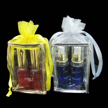 

wholesale Fast Free shipping .8*12*5cm good quality clear pvc cosmetic bag,golden and silve,packing bag gift bag.300piece\lot