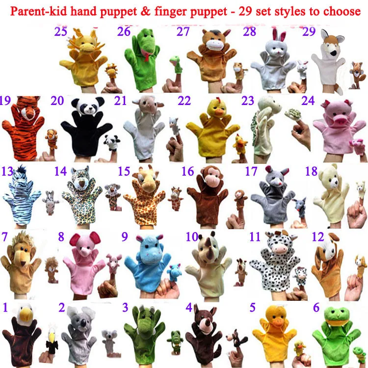 Bomcomi Marionetas del Dedo del pie Doble Preciosa Animales para Las 10 Piezas 