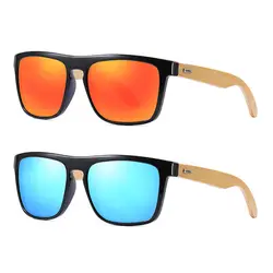 Классические уличные тени Красочные Зеркальные бамбуковые поляризационные солнцезащитные очки на заказ близорукость минус рецепт