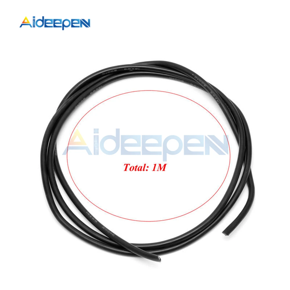 14 AWG Калибр провода гибкие многожильные медные кабели с силиконовой оплеткой для RC черный 1 М+ Красный 1 м