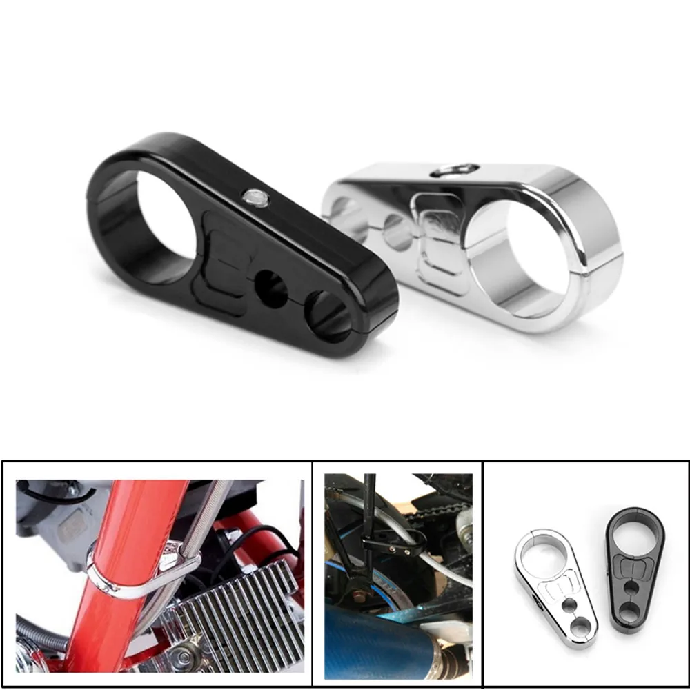 Chrome Alloy Brake Clutch Cable Wire Clamp Clip For 1' 25mm Bar for