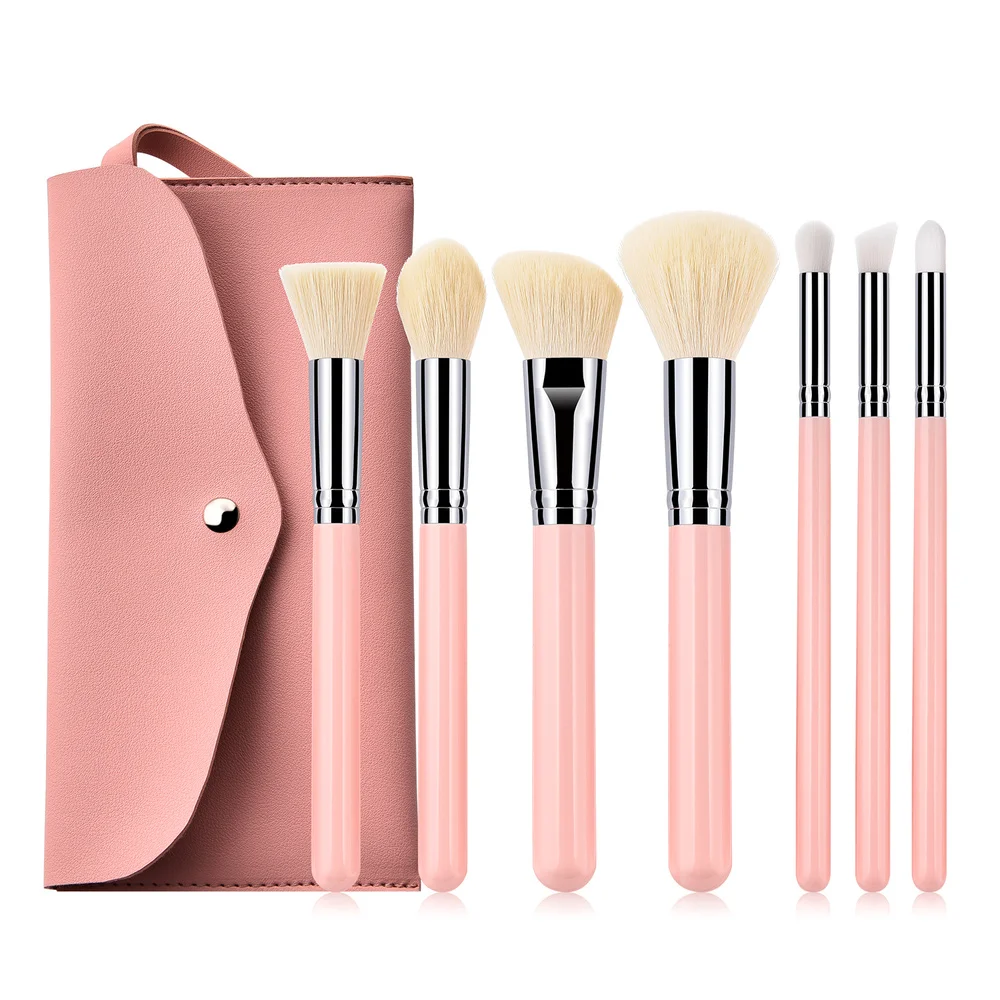 

BBL 7pcs Pink Makeup Brushes Set + Bag Kabuki Powder Blush Contour Eyeshadow Blending Brush Blush Highlighter Pincel Maquiagem