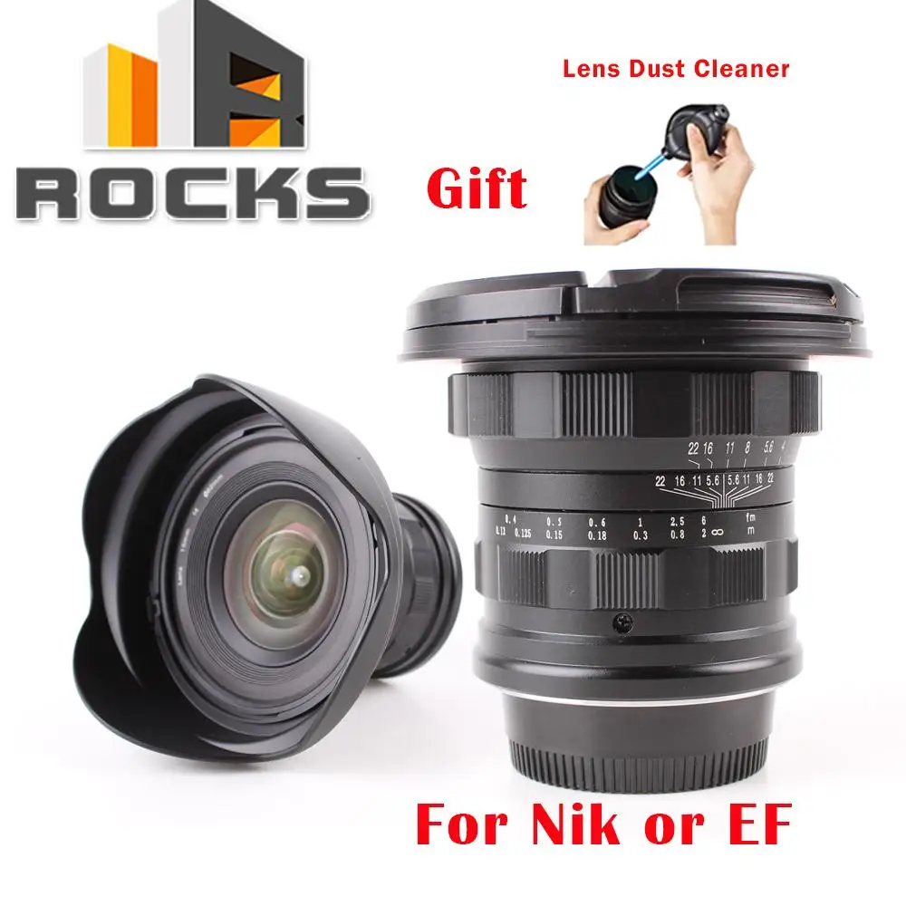 15mm f/4 Ultra Wide Angle Lens suit for Nikon Canon Digital SLR Cameras+ Lens Dust Cleaner