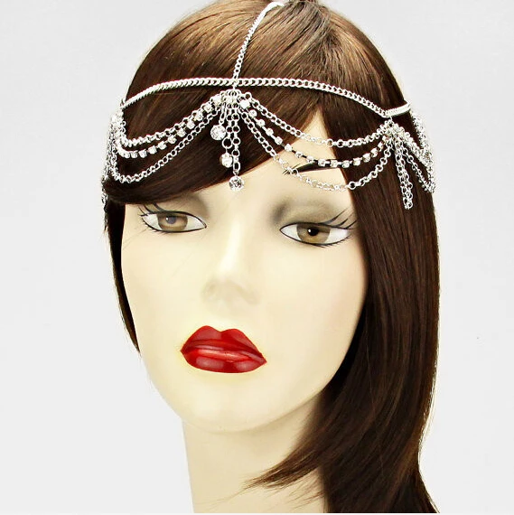 Pearl Head Chain Jewelry Bohemian Women's Forehead Dance Headpiece Hair